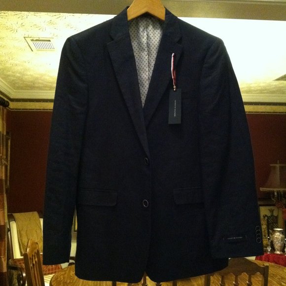 TOMMY HILFIGER MENS NEW NAVY 100%LINEN SPORT JACKET COAT BLAZER SIZE: 40R